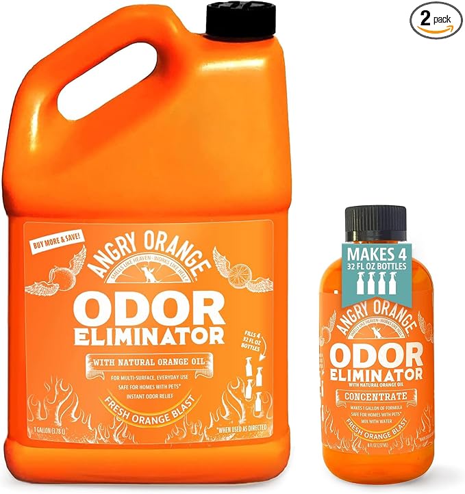 Pet Odor Eliminator – Citrus Concentrate (8 oz, Makes 128 oz) + 1 Gallon Cleaner for Dog and Cat Urine, Stains, product image