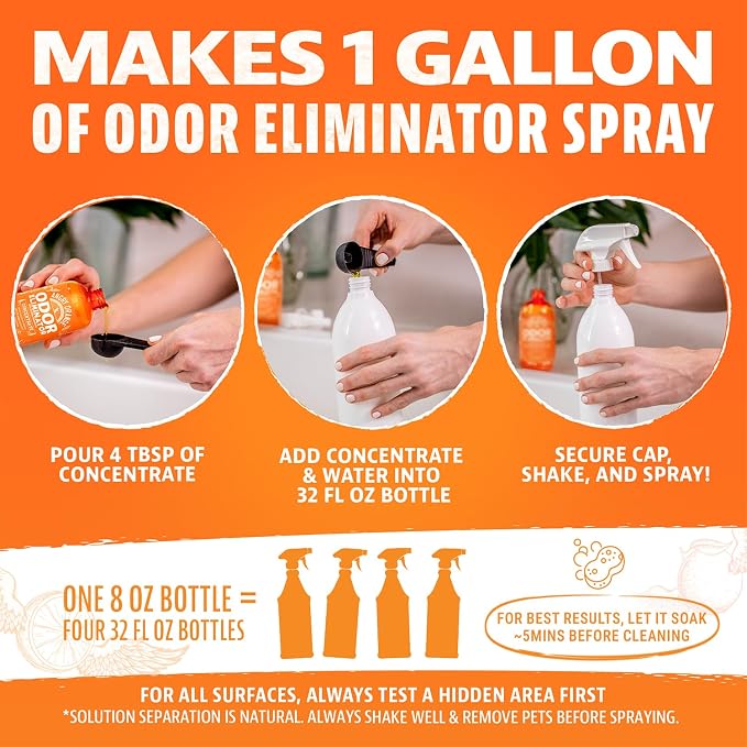 Pet Odor Eliminator – Citrus Concentrate (8 oz, Makes 128 oz) + 1 Gallon Cleaner for Dog and Cat Urine, Stains, alternate