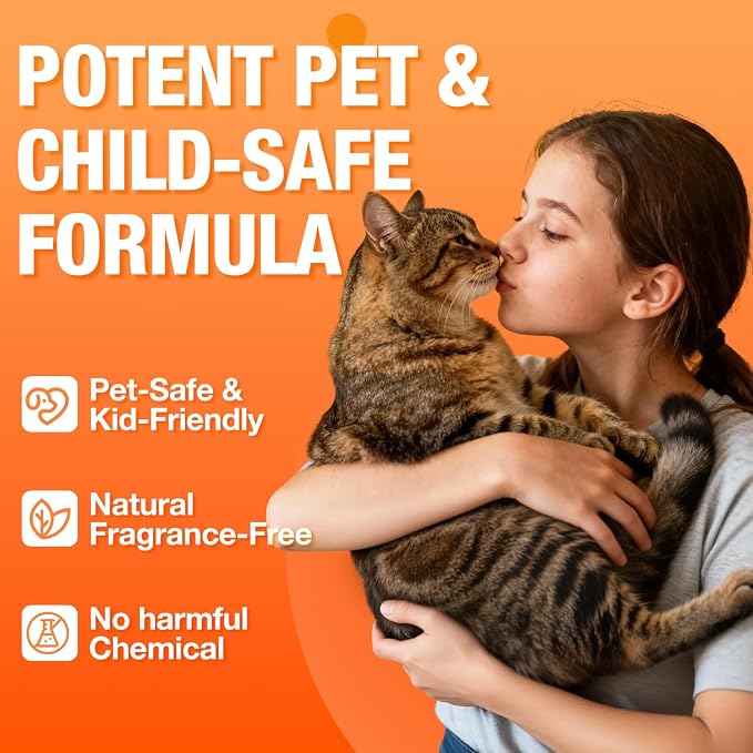 Pet Odor Eliminator, Odor Remover and Pet Spray Fragrance Free Colorless 16.9oz Spray, Safe Highly Effective Carpet and Cat