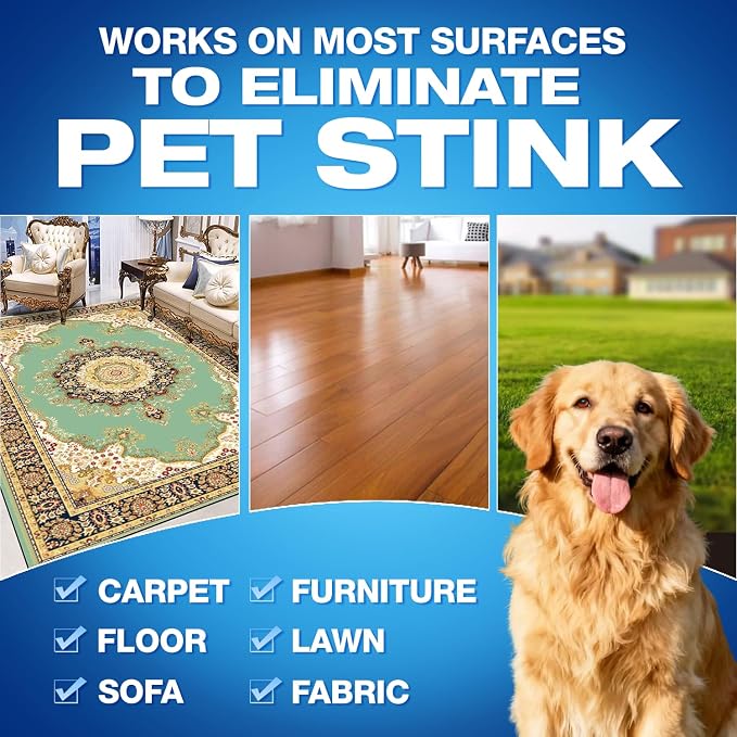 Pet Odor Eliminator, Odor Remover and Pet Spray Fragrance Free Colorless 16.9oz Spray, Safe Highly Effective Carpet and Cat