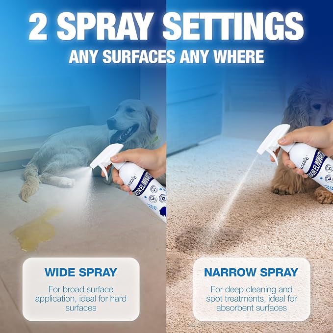 Pet Odor Eliminator, Odor Remover and Pet Spray Fragrance Free Colorless 16.9oz Spray, Safe Highly Effective Carpet and Cat