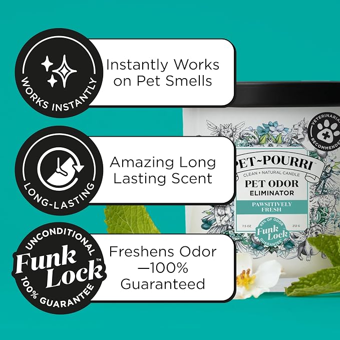 Pet- Pawsitively Fresh Pet Odor Deodorizer Candle, Burns Up to 45 Hours, Aromatherapy & Air Freshener with Essential