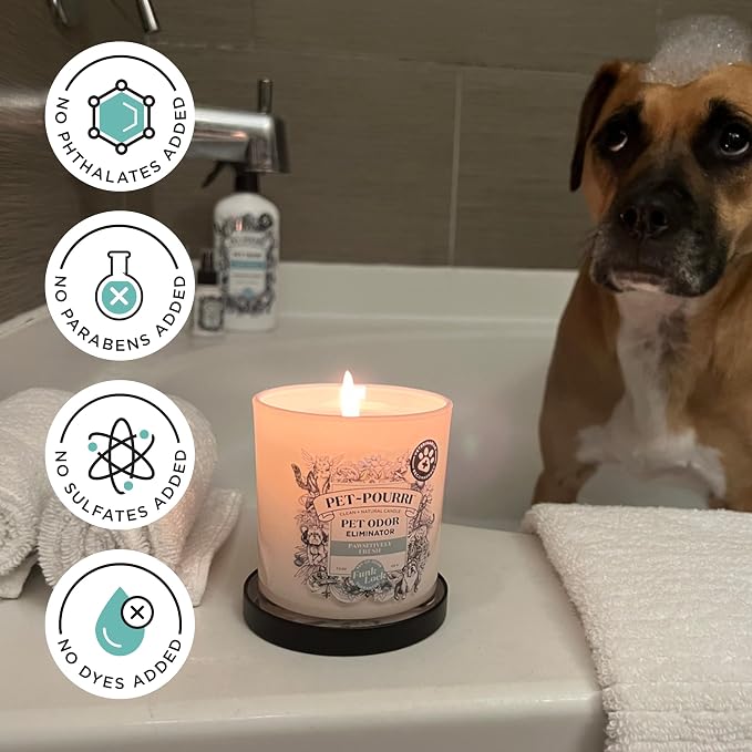 Pet- Pawsitively Fresh Pet Odor Deodorizer Candle, Burns Up to 45 Hours, Aromatherapy & Air Freshener with Essential