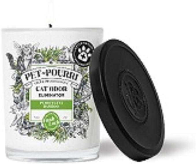 Pet- Purrfectly Bamboo Cat Deodorizer Candle – Cat Safe Plant Based Ingredients & Wax – Vet Approved – Aromatherapy &