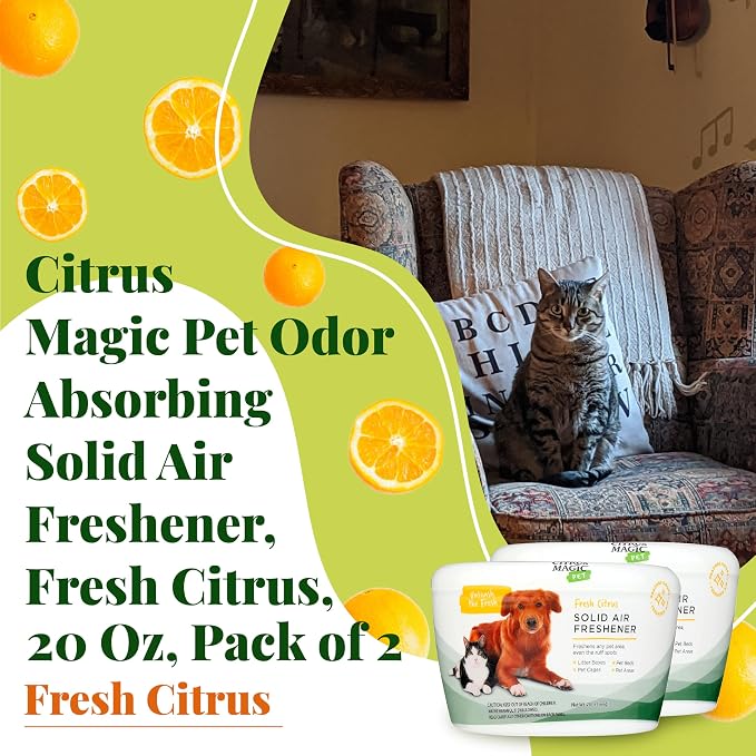 Pet Solid Air Freshener, Pet Odor Eliminator for Home, Odor Absorber for Dog & Cat Areas and Litter Boxes, Fresh Citrus, 20