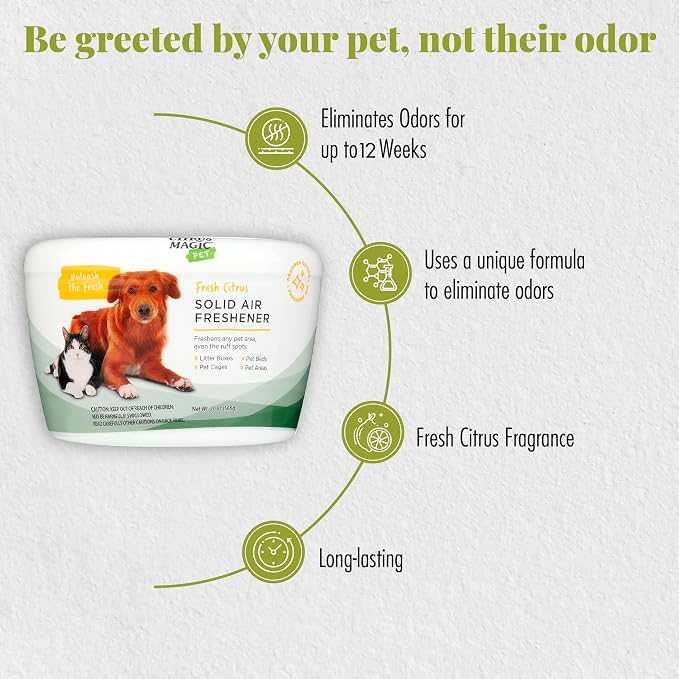 Pet Solid Air Freshener, Pet Odor Eliminator for Home, Odor Absorber for Dog & Cat Areas and Litter Boxes, Fresh Citrus, 20