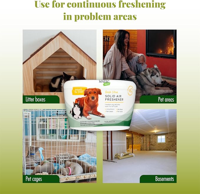 Pet Solid Air Freshener, Pet Odor Eliminator for Home, Odor Absorber for Dog & Cat Areas and Litter Boxes, Fresh Citrus, 20