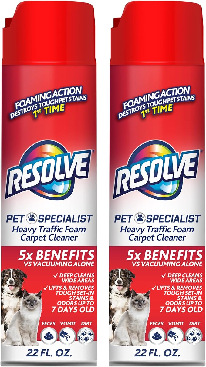 Pet Specialist Heavy Traffic Foam Carpet Cleaner, Pet Stain & Odor Remover, 22 oz Cans, 2 Pack, product image