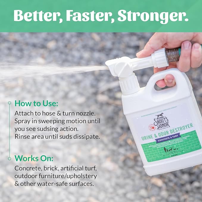 Pet Urine & Odor Destroyer Concrete & Turf - Professional Strength, Plant-Powered, Cruelty-Free Urine Eliminator for