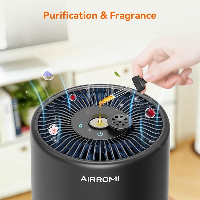 Pets Air Purifier for Home Allergies,Up to 660 ft2.HEPA Deodorizing Activated Carbon Filter,With Fragrance Sponge for Better