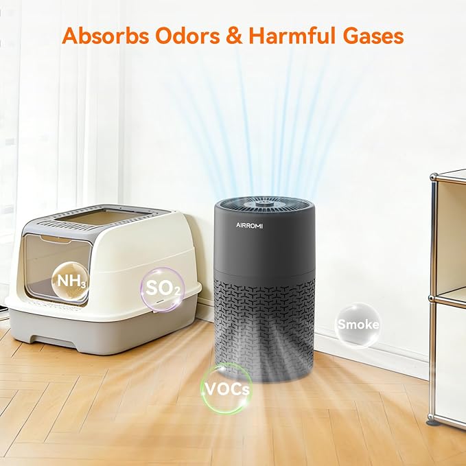 Pets Air Purifier for Home Allergies,Up to 660 ft2.HEPA Deodorizing Activated Carbon Filter,With Fragrance Sponge for Better
