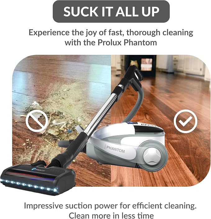 Phantom Canister PET Vacuum Cleaner, Wessel Werk EBK250 Power Nozzle, Quick Clean, Lightweight, HEPA Filter, Adjustable