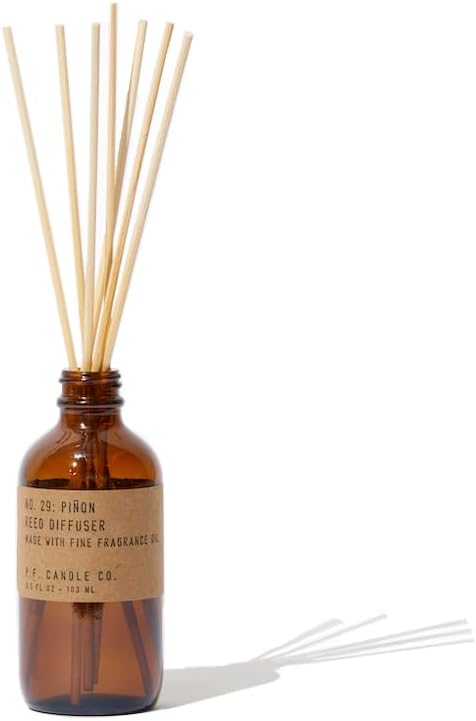 . Piñon Classic Scented Rattan Reed Diffuser (3.5 fl oz) Amber Glass Jar, Fine Fragrance Oil, Flame-Free Fragrance, product