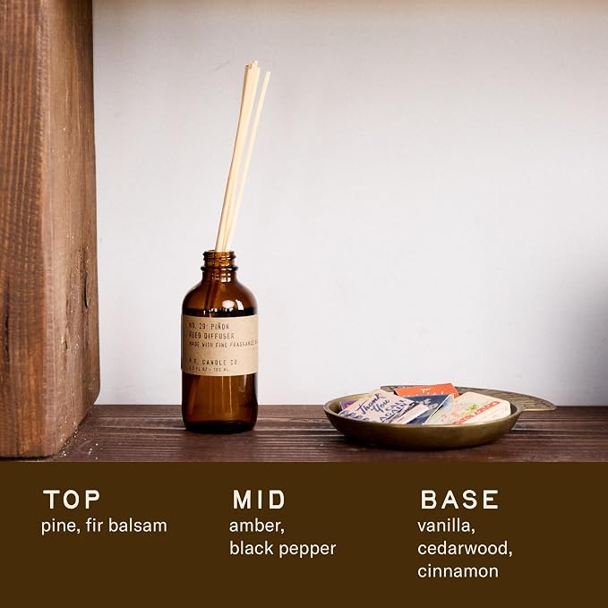 . Piñon Classic Scented Rattan Reed Diffuser (3.5 fl oz) Amber Glass Jar, Fine Fragrance Oil, Flame-Free Fragrance, alternate
