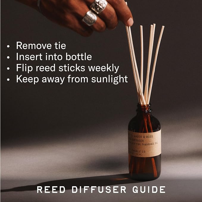 . Piñon Classic Scented Rattan Reed Diffuser (3.5 fl oz) Amber Glass Jar, Fine Fragrance Oil, Flame-Free Fragrance, alternate