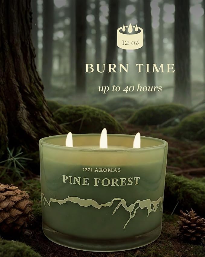 Pine Forest Scented Candles - 100% Natural Soy Wax - Large 3 Wick Jar Candle - Up to 50 Hours Burning Time, alternate product