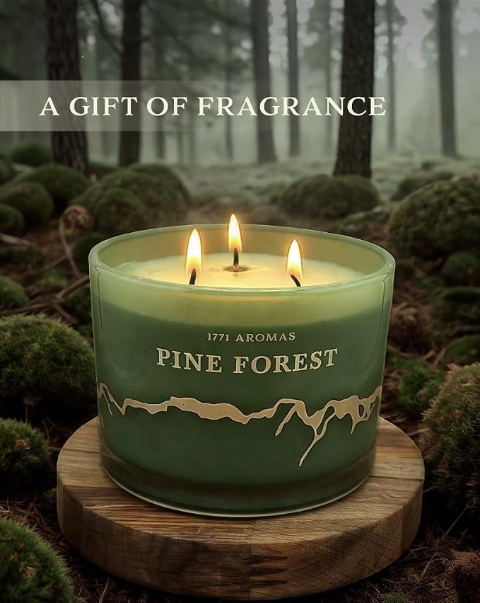 Pine Forest Scented Candles - 100% Natural Soy Wax - Large 3 Wick Jar Candle - Up to 50 Hours Burning Time, alternate product