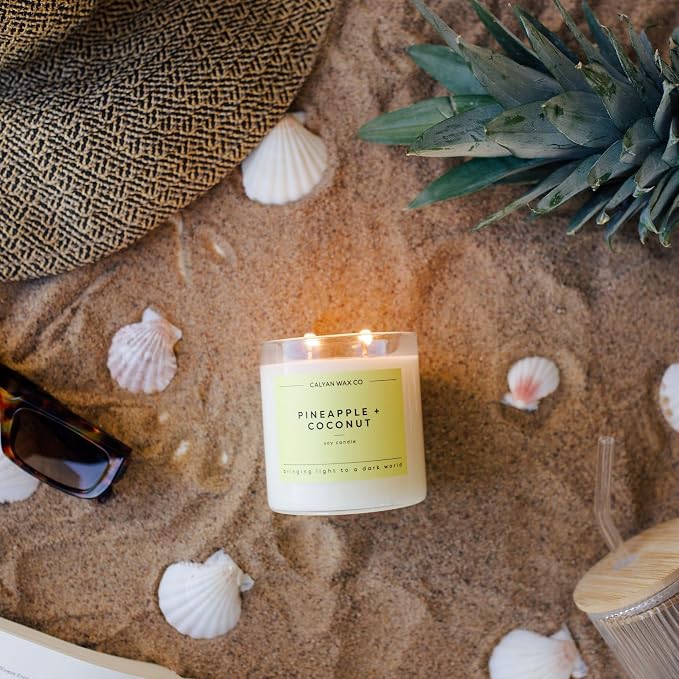 . Pineapple & Coconut 2 Wick Scented Candle - 37 Hour Burn - Luxury made from natural materials Soy Wax, alternate product