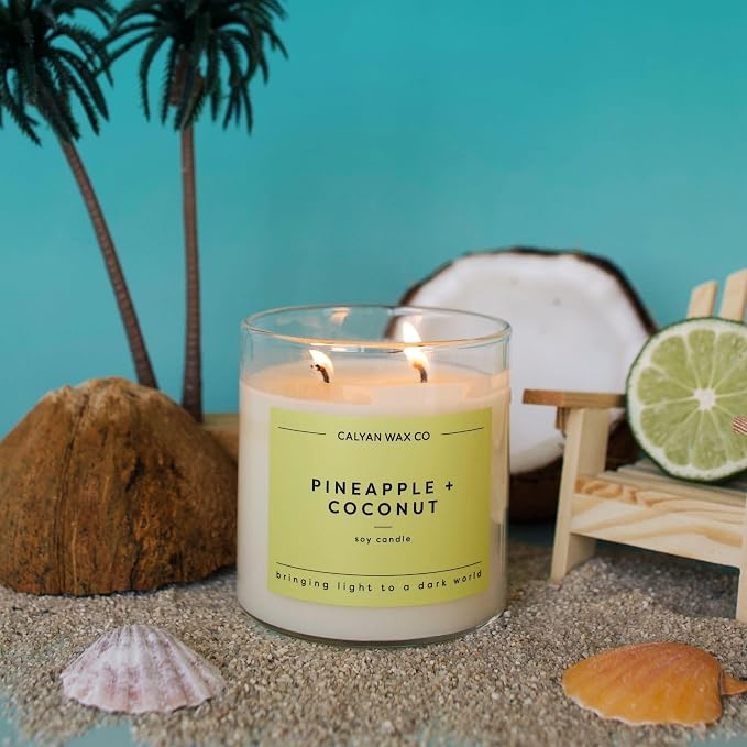 . Pineapple & Coconut 2 Wick Scented Candle - 37 Hour Burn - Luxury made from natural materials Soy Wax, alternate product