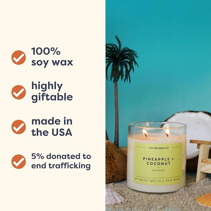 . Pineapple & Coconut 2 Wick Scented Candle - 37 Hour Burn - Luxury made from natural materials Soy Wax, alternate product