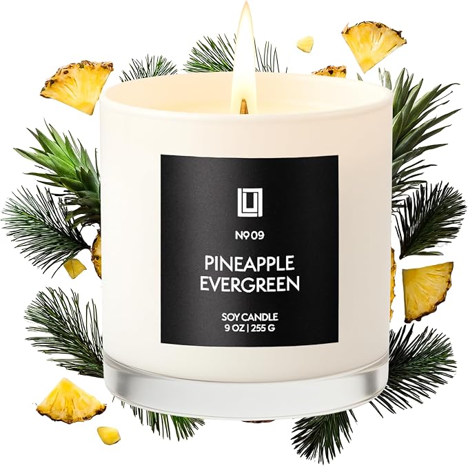 | Pineapple Evergreen | Luxury Scented Soy Jar Candle | Hand Poured in The USA | Highly Scented Candles for Home, product