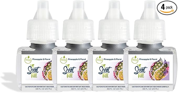 Pineapple & Floral Plug in Air Freshener, 4 Scented Oil Refills, product image