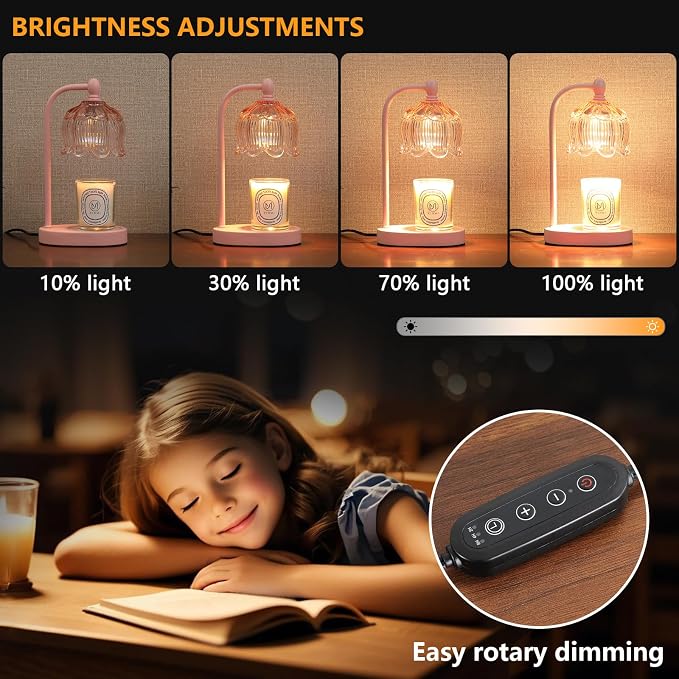 Pink Candle Warmer Lamp with Timer and Dimmer,Mother's Day Gifts for Mom/Wife, alternate product view 4
