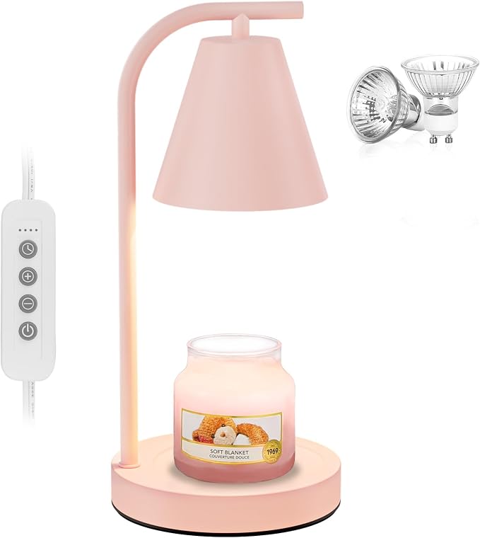 Pink Candle Warmer Lamp - with Timer & Dimmer, Cozy for Women Mom, Modern Home Decor House Warming Gifts Wax Melt Warmer for