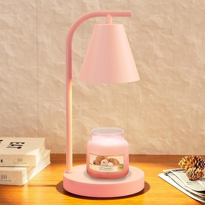 Pink Candle Warmer Lamp - with Timer & Dimmer, Cozy for Women Mom, Modern Home Decor House Warming Gifts Wax Melt Warmer for