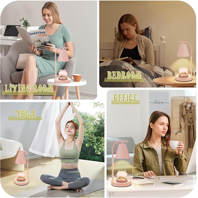 Pink Candle Warmer Lamp - with Timer & Dimmer, Cozy for Women Mom, Modern Home Decor House Warming Gifts Wax Melt Warmer for