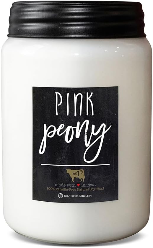 Pink Peony - 26oz Beeswax and Soy Candles - Farmhouse Collection - 100% Natural, product image