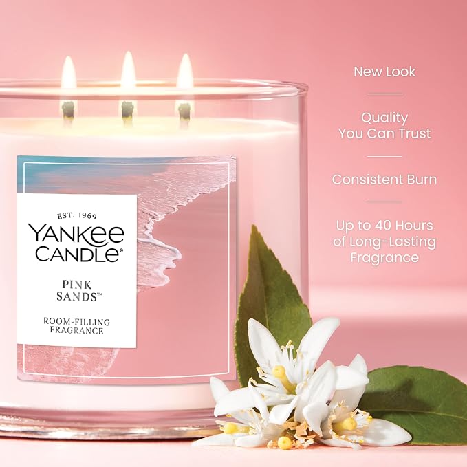 Pink Sands, Scented Candle, 14.5oz 3-Wick Candle Jar with up to 40 Hours Burn Time, alternate product view 3