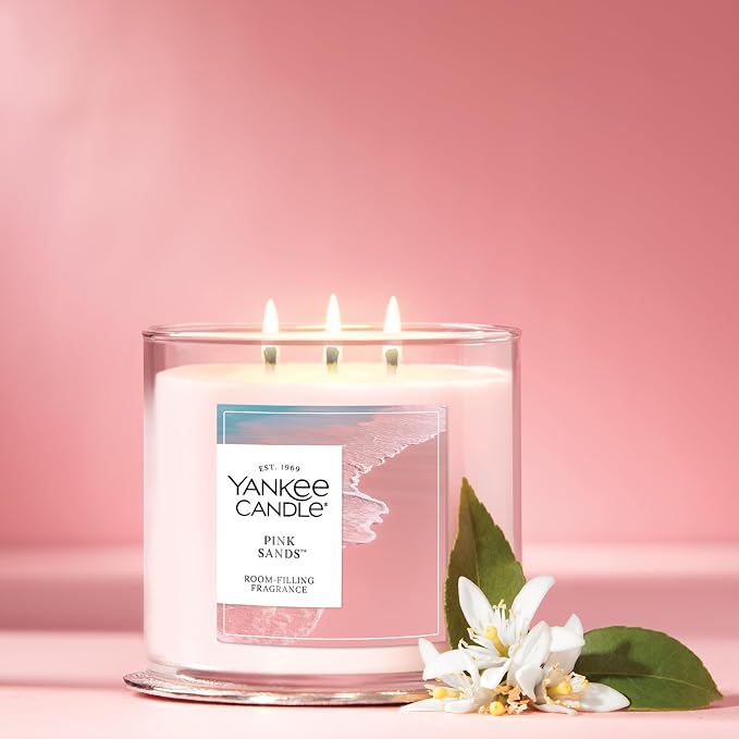 Pink Sands, Scented Candle, 14.5oz 3-Wick Candle Jar with up to 40 Hours Burn Time, alternate product view 4