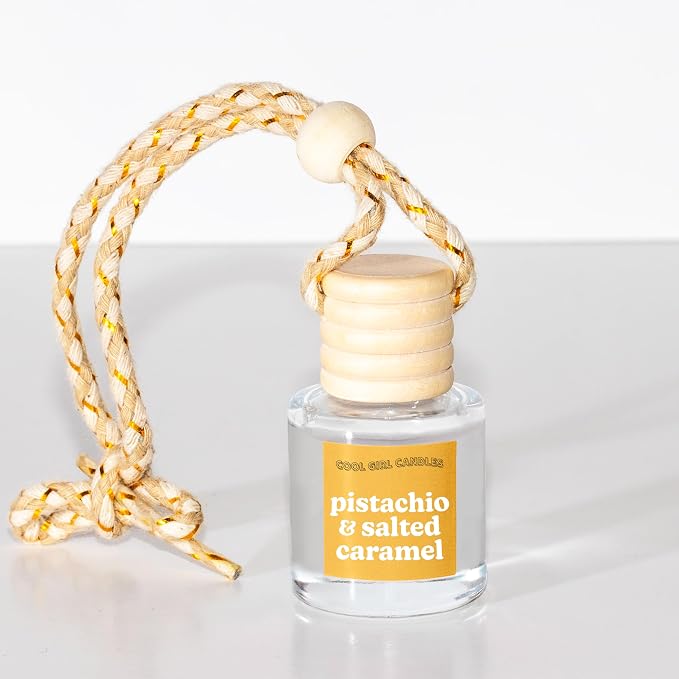 Pistachio Salted Caramel Hanging Car Air Freshener and Essential Oil Diffuser - Automobile Aromatherapy Diffuser Bottle