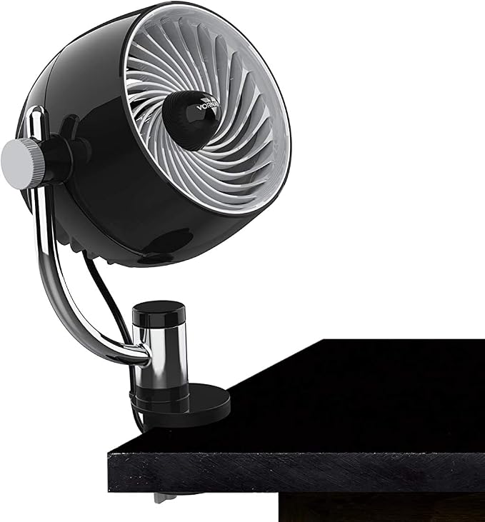 Pivot3 Clip Personal Air Circulator Fan with Multi-Surface Clip, Quiet Portable Fan for Office or Bedroom, 3 Speeds, Black