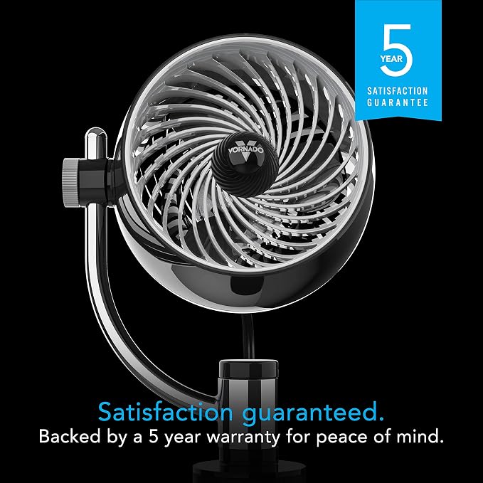 Pivot3 Clip Personal Air Circulator Fan with Multi-Surface Clip, Quiet Portable Fan for Office or Bedroom, 3 Speeds, Black