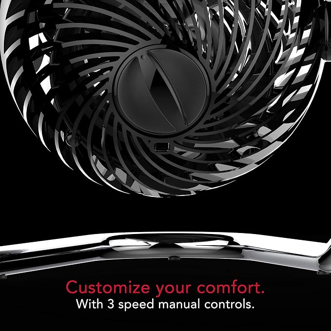 Pivot3 Compact Air Circulator Fan with Pivoting Axis, 3 Speed Settings, Removable Grill for Cleaning, Perfect for Home
