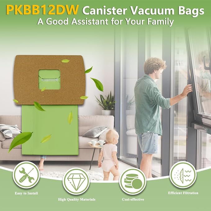 PKBB12DW Type BB Compact Canister Vacuum Bags Replacement for Oreck XL Buster B Canister Handheld Vacuum Cleaner BB180 BB280