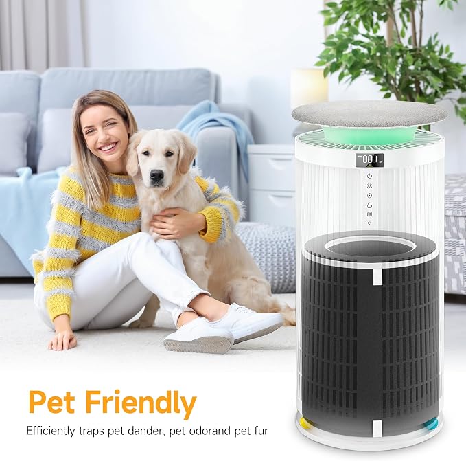 PKJ0011 Replacement Filter Compatible with Air Purifier – 3-in-1 True H13 HEPA + Activated Carbon Filter with 3