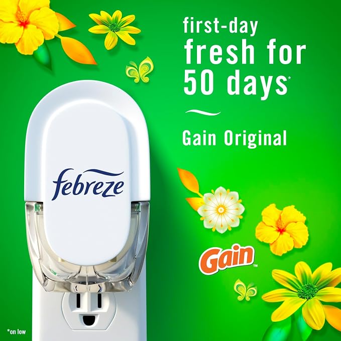 Plug In Air Freshener, Odor-Fighting Scented Oil Refill, For Home, Bathroom, & Kitchen, Long Lasting, Gain Moonlight Breeze