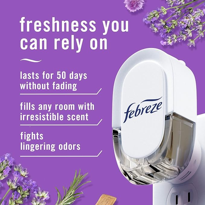 Plug In Air Freshener, Odor-Fighting Scented Oil Refill, Twlight Lavender and Downy April Fresh Scents, 4 Refills, alternate