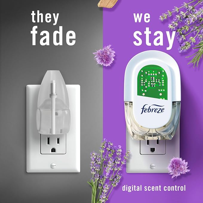 Plug In Air Freshener, Odor-Fighting Scented Oil Refill, Twlight Lavender and Downy April Fresh Scents, 4 Refills, alternate