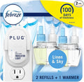Plug in Air Fresheners, Linen & Sky Scent, Odor Eliminator for Strong Odors, 1 Warmer + 2 Oil Refills, product image