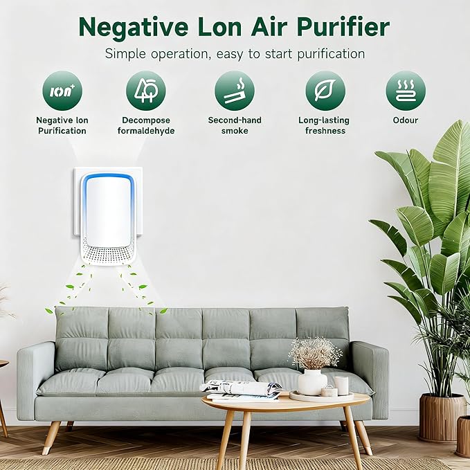 Plug In Air Ionizer Purifier for Home (4 Pack), Negative Ion Generator, Quiet Air Freshener for Bedroom, Office, Kitchen