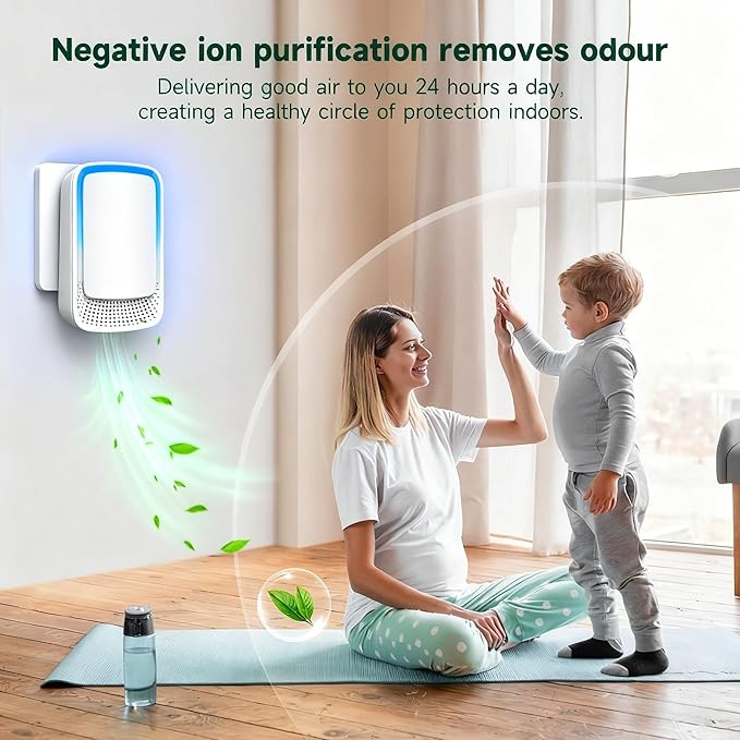 Plug In Air Ionizer Purifier for Home (4 Pack), Negative Ion Generator, Quiet Air Freshener for Bedroom, Office, Kitchen
