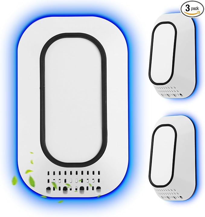 Plug in Air Ionizers 3-Pack, Negative Ion Air Purifier with Ice Blue Light, 2W Ultra-Low Energy Ionic Air Purifiers for home
