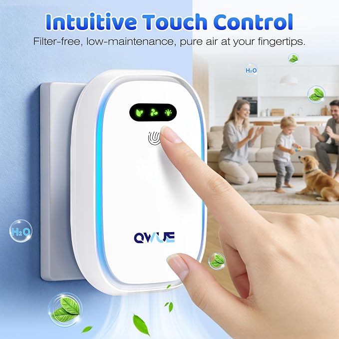 Plug in Air Purifier 2 Pack with Warm Night Light, Negative Ion Air Ionizer for Home Bedroom Office, Portable Mini Air
