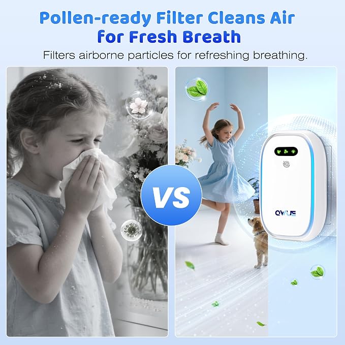 Plug in Air Purifier 2 Pack with Warm Night Light, Negative Ion Air Ionizer for Home Bedroom Office, Portable Mini Air