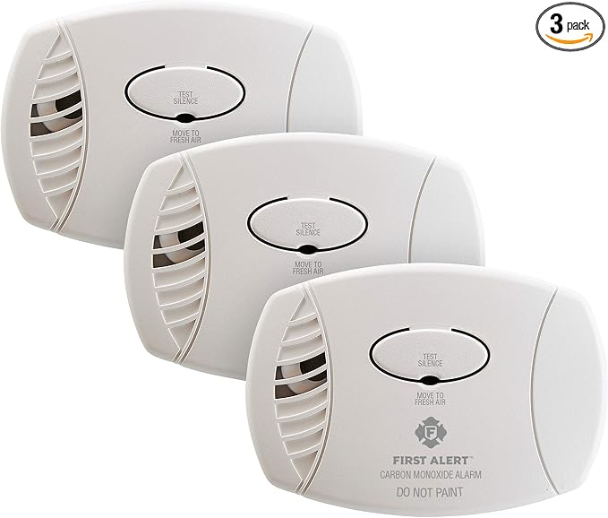 Plug-In Carbon Monoxide Detector, 3 Count (Pack of 1), CO600, White, 6.75 x 6.9 x 9 inches, product image