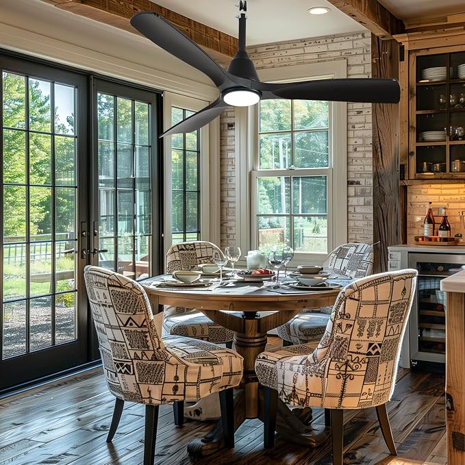Plug-in Ceiling Fans for Patios: 42 Inch Outdoor Indoor Gazebo Fans with Lights with Remote & APP Control - 6 Speeds